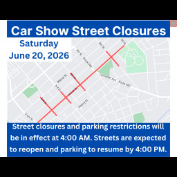 Image for CAR SHOW STREET CLOSURES - SATURDAY, JUNE 20, 2026