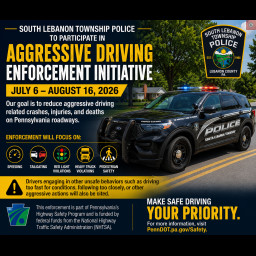 Image for 🚔 South Lebanon Township Police to Participate in Aggressive Driving Enforcement Initiative