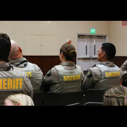 A group of Mesa County Sheriff's Deputies watch the awards ceremony.