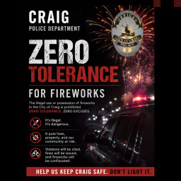 Image for Craig Police Departments zero tolerance approach on fireworks