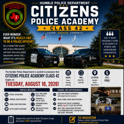 Image for Now Accepting Applications for the Humble Police Department Citizens Police Academy!