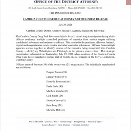 Image for Press Release - Cambria County District Attorney's Office