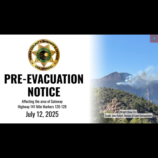 PRE-EVACUATION NOTICE Affecting the area of Gateway Highway 141 Mile Markers 120-128 July 12 2025
