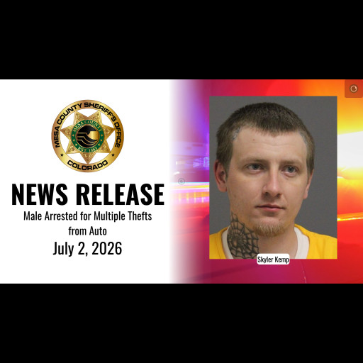 News Release - Male Arrested for Multiple Thefts from Auto - July 2, 2026